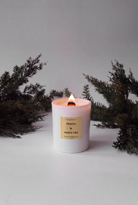 Peach & White Tea Candle
